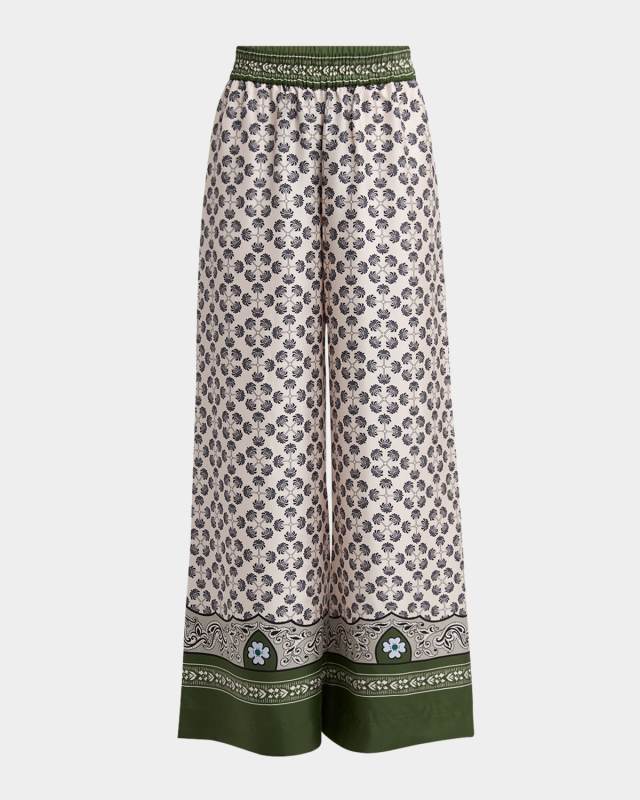 Silk-Twill Wide-Leg Palazzo Pants